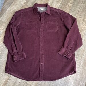 L.L. Bean Traditional Fit Corduroy Button Up Shirt Jacket Men's XL Tall Maroon